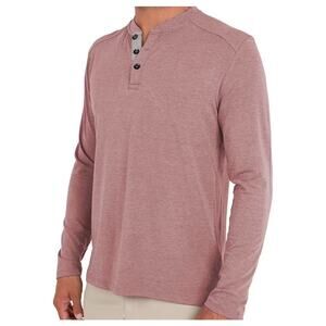 Free Fly Bamboo Flex Long Sleeve Henley Heather Adobe Red